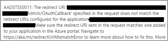 Bad URI error message from Azure